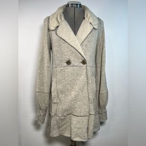 Burning Torch Womens Recycled Cashmere Light Grey Patchwork Collared Cardigan M